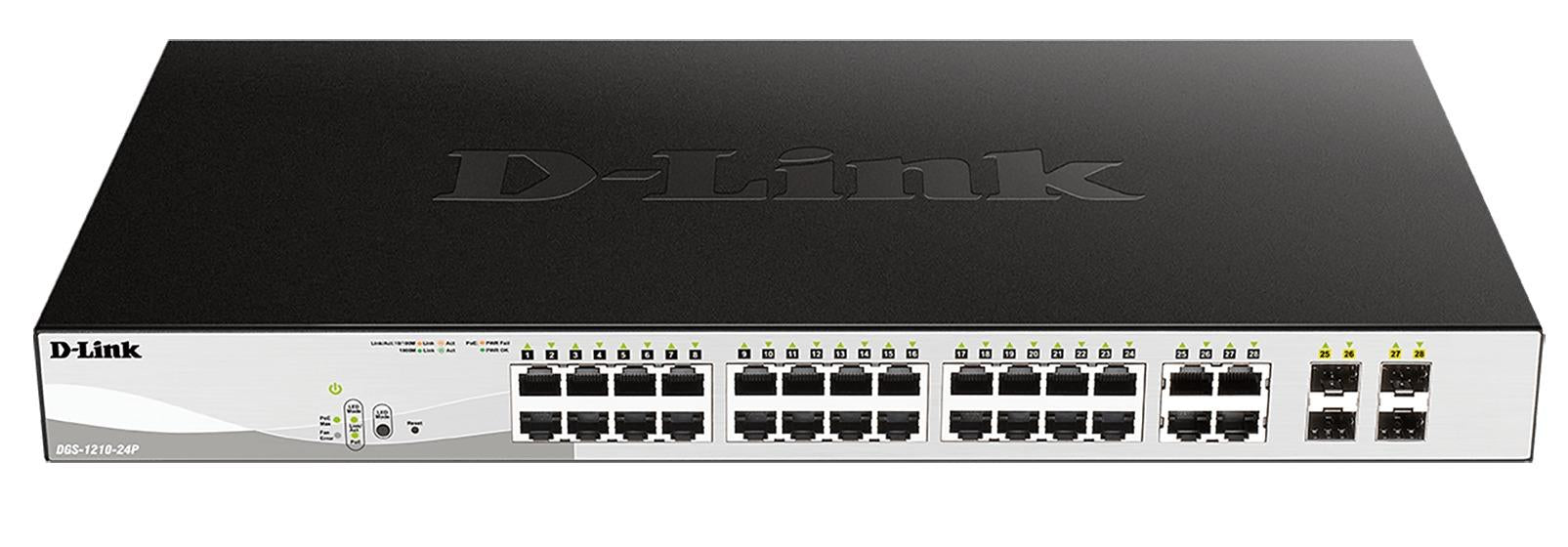 Switch D-Link DGS-1210-24P/E, 24 PoE 10/100/1000 Base-T port with 4 x 1000Base-T /SFP ports, Controllable, Mounting in a cabinet
