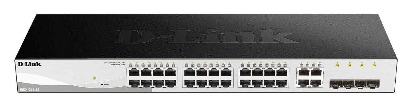 Switch D-Link DGS-1210-28, 28-port 10/100/1000 Gigabit Smart Switch including 4 x 1000Base-T /SFP ports, managed, for installation in a cabinet