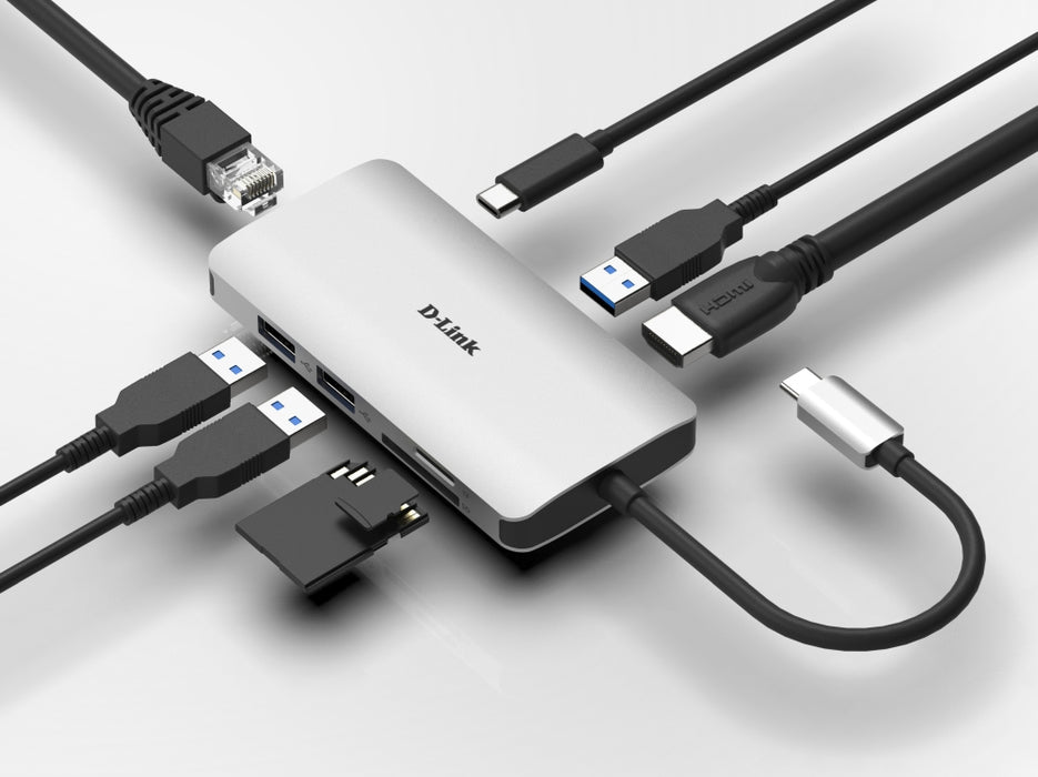 D-Link 8-in-1 USB-C Hub with HDMI/Ethernet/Card Reader/Power Delivery