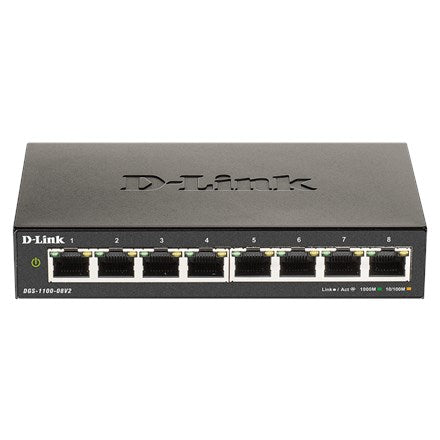 Switch D-Link DGS-1100-08V2, 8-port 10/100/1000 Gigabit Smart Switch, managed