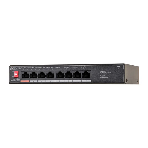 Dahua Technology PoE SF1008LP Unmanaged L2 Fast Ethernet (10/100) Power over Ethernet (PoE) Black