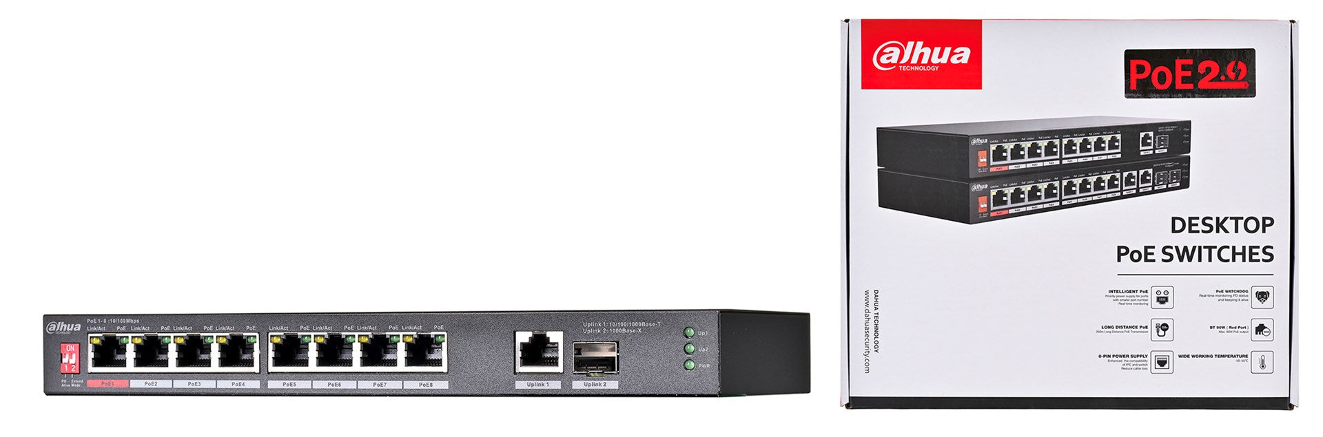 Dahua Technology PoE PFS3110-8ET1GT1GF-96 Unmanaged Gigabit Ethernet (10/100/1000) Power over Ethernet (PoE) Black