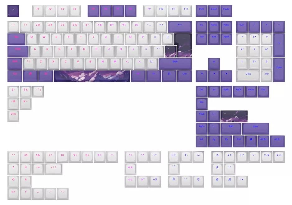 Dark Project Mechanical Keyboard Caps - Violet Horizons PBT - ANSI & ISO