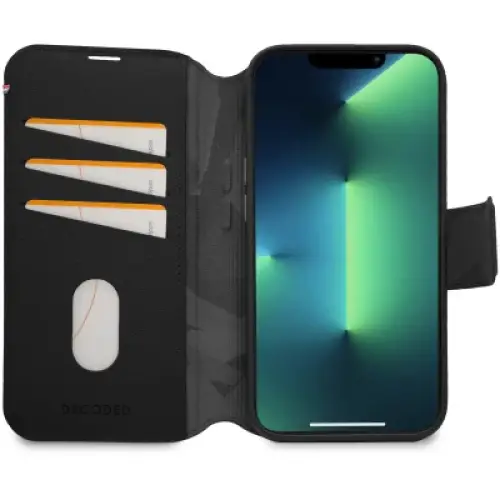 Decoded Detachable Wallet Case Leather with MagSafe with Flip for iPhone 14 Pro - Black - Cell phone cases