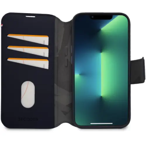 Decoded Detachable Wallet Case Leather with MagSafe with Flip for iPhone 14 Plus - Navy Blue - Cell phone cases