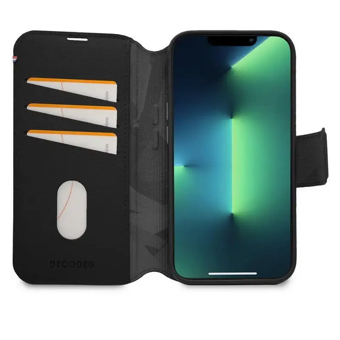 Decoded Detachable Wallet Case Leather with MagSafe with Flip for iPhone 14 Pro - Black - Cell phone cases