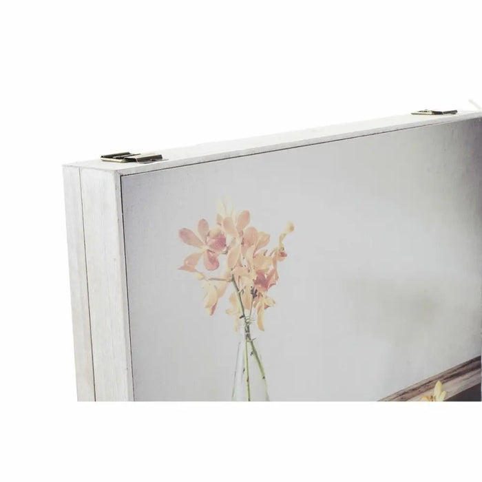 Decorative box DKD Home Decor Yellow Beige Pink MDF Wood Flowers Vase Counter (2 Units) - Декорация и Осветление<<<Дом