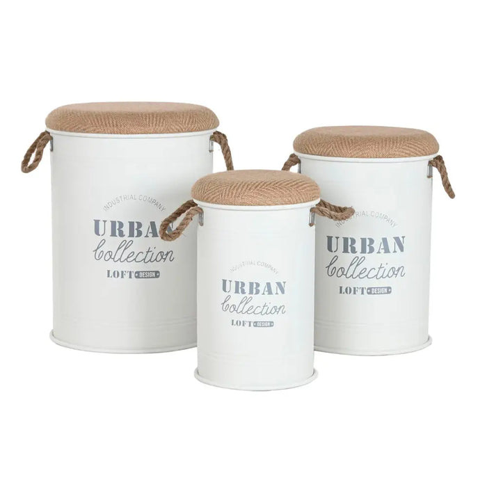 Decorative box Home ESPRIT White Polyurethane Metal Fibre Urban (3 Pieces) - Декорация и Осветление<<<Дом