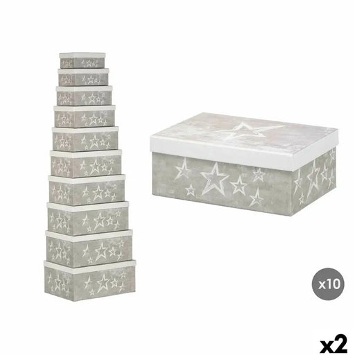 Decorative box Pincello White Grey Cardboard (2 Units) - Декорация и Осветление<<<Дом Градина<<<BigBuy&&&Други артикули