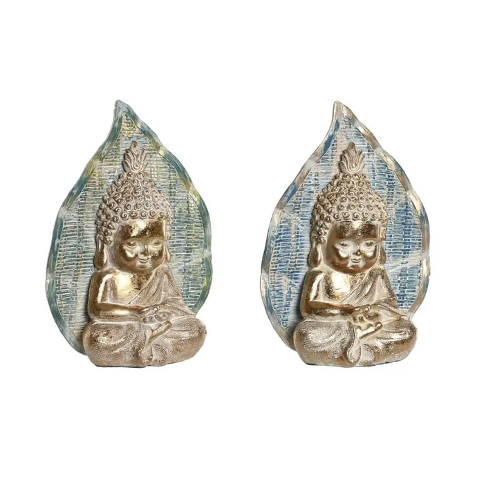 Decorative Figure DKD Home Decor 12,4 x 5,6 x 17,7 cm Blue Buddha Turquoise Oriental Stripped (2 Units) - Декорация и