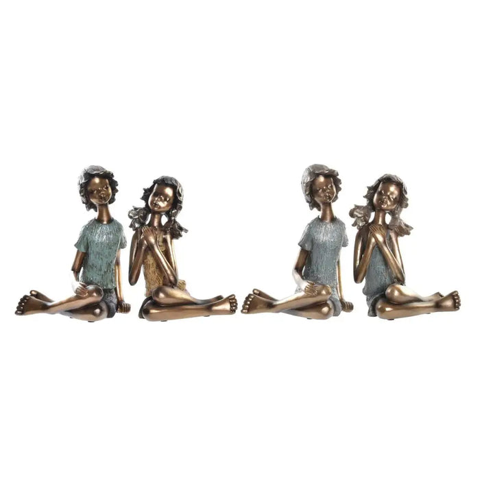 Decorative Figure DKD Home Decor 17 x 13 x 22 cm Red Golden Turquoise Kids (2 Units) - Декорация и Осветление<<<Дом