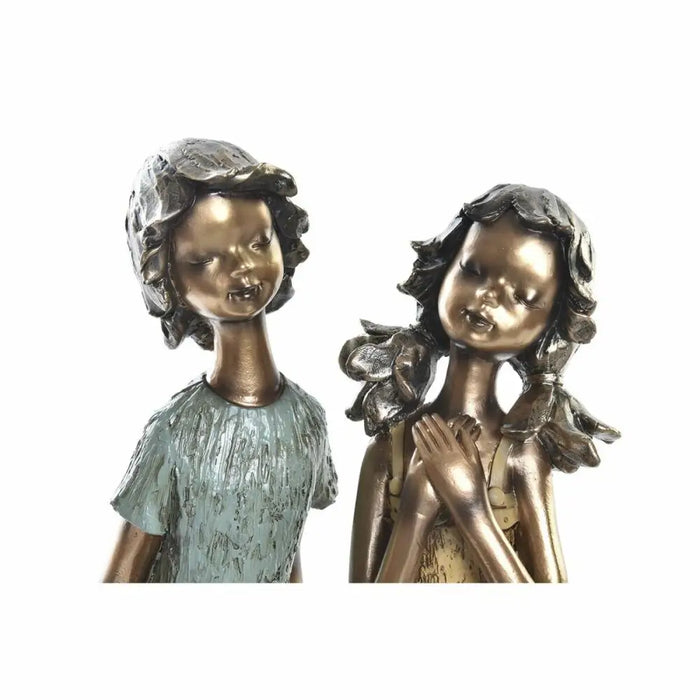 Decorative Figure DKD Home Decor 17 x 13 x 22 cm Red Golden Turquoise Kids (2 Units) - Декорация и Осветление<<<Дом