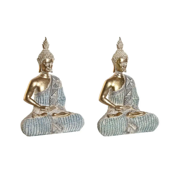 Decorative Figure DKD Home Decor 18,6 x 9,7 x 27 cm Blue Buddha Turquoise Oriental Stripped (2 Units) - Декорация и