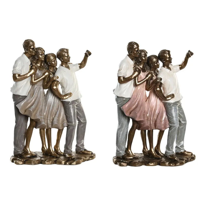 Decorative Figure DKD Home Decor 18 x 10 x 25 cm Pink Golden White Family (2 Units) - Декорация и Осветление<<<Дом