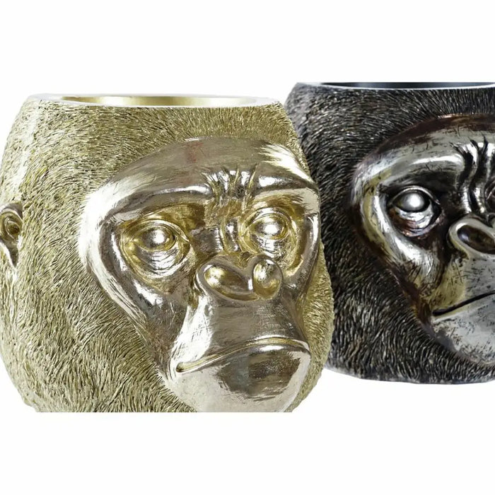 Decorative Figure DKD Home Decor 20 x 24,5 x 18,5 cm Silver Golden Colonial Gorilla (2 Units) - Декорация и