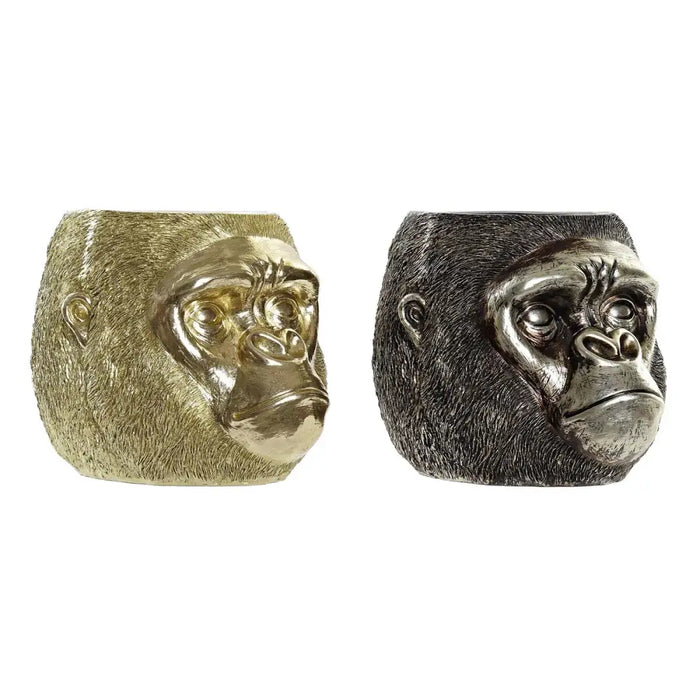 Decorative Figure DKD Home Decor 20 x 24,5 x 18,5 cm Silver Golden Colonial Gorilla (2 Units) - Декорация и