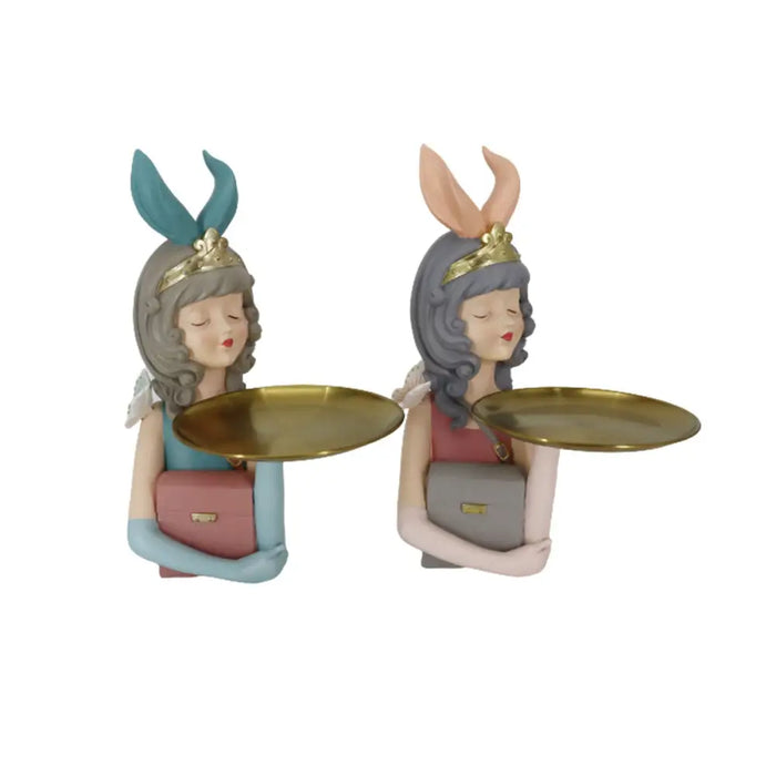 Decorative Figure DKD Home Decor 23 x 22,5 x 33,2 cm Lady Pink Golden (2 Units) - Декорация и Осветление<<<Дом
