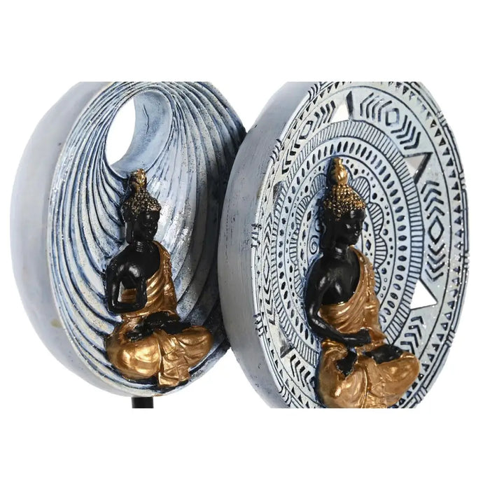 Decorative Figure DKD Home Decor 25 x 6,7 x 25,6 cm Beige Blue Buddha Oriental (2 Units) - Декорация и Осветление<<<Дом