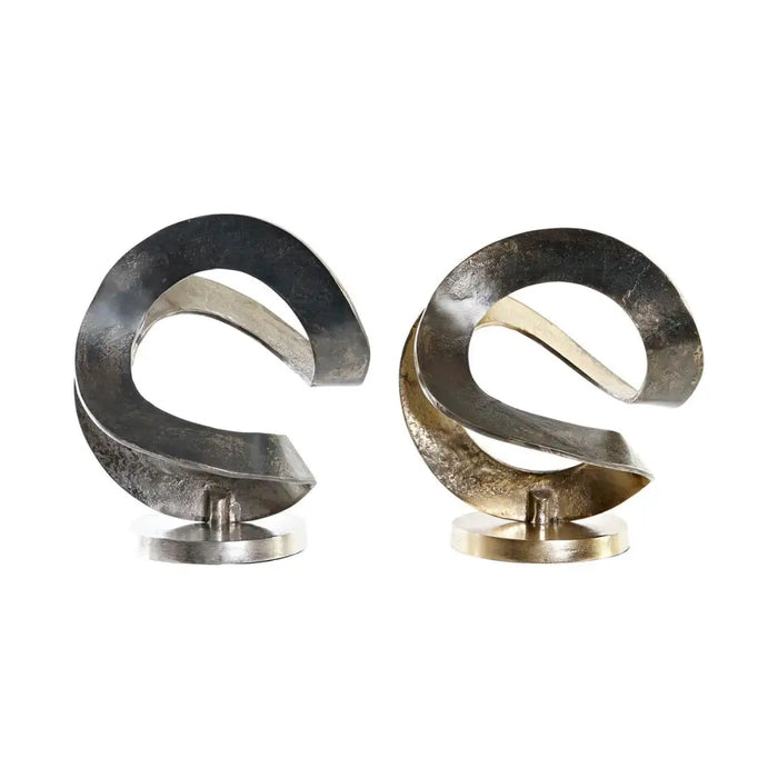Decorative Figure DKD Home Decor 30 x 29 x 33 cm Abstract Silver Golden Modern (2 Units) - Декорация и Осветление<<<Дом