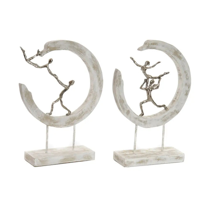 Decorative Figure DKD Home Decor 32,5 x 10 x 47 cm Silver White Ballet Dancer Modern Stripped (2 Units) - Декорация и