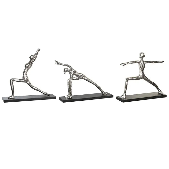 Decorative Figure DKD Home Decor 33 x 10 x 35 cm Silver Black Indian Man Yoga (3 Units) - Декорация и Осветление<<<Дом