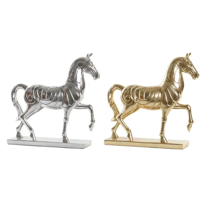 Decorative Figure DKD Home Decor 34 x 9,5 x 33,5 cm Horse Silver Golden (2 Units) - Декорация и Осветление<<<Дом