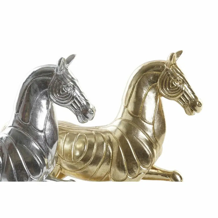 Decorative Figure DKD Home Decor 34 x 9,5 x 33,5 cm Horse Silver Golden (2 Units) - Декорация и Осветление<<<Дом