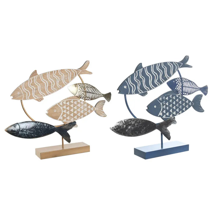 Decorative Figure DKD Home Decor 53 x 9 x 45 cm Natural Blue Golden Spirals Mediterranean (2 Units) - Декорация и