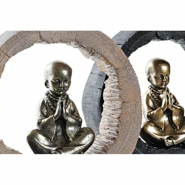 Decorative Figure DKD Home Decor Black Golden Monk Oriental 20,8 x 6,5 x 18,5 cm (2 Units) - Декорация и