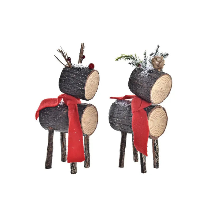 Decorative Figure DKD Home Decor Christmas Glitter Reindeer Birch (10 x 9 x 23 cm) (2 Units) - Декорация и