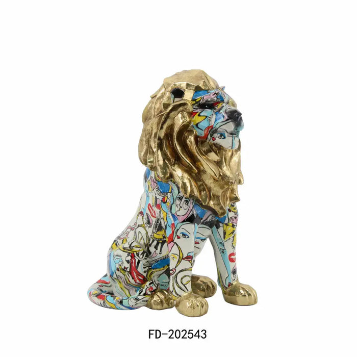 Decorative Figure DKD Home Decor Golden Lion Resin Multicolour Modern (21 x 14,5 x 27 cm) (15 x 21 x 27 cm) - Декорация