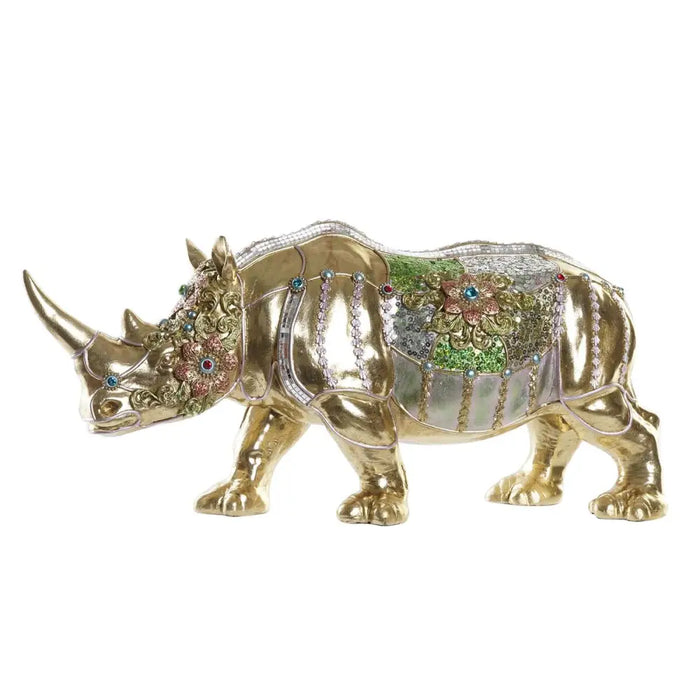 Decorative Figure DKD Home Decor Golden Resin Multicolour Rhinoceros (55 x 17,5 x 25 cm) - Декорация и Осветление<<<Дом