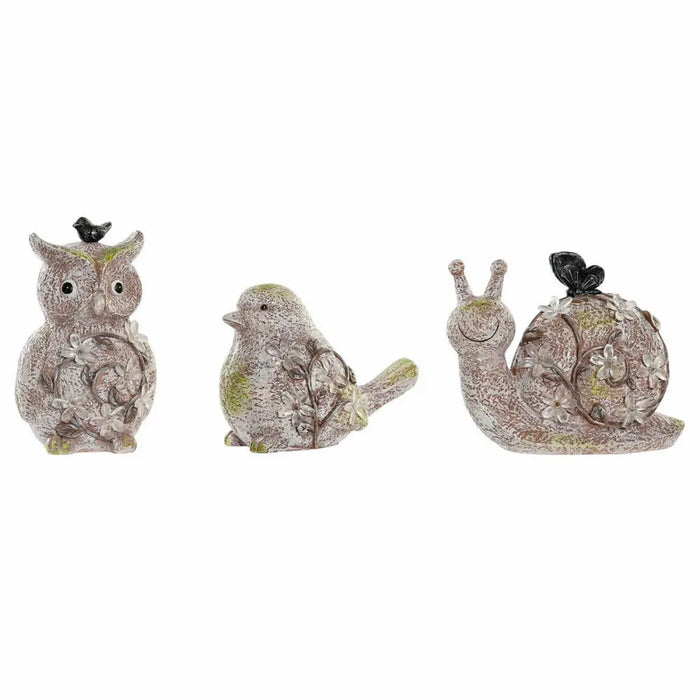 Decorative Figure DKD Home Decor Green Pink Natural animals Shabby Chic 20,5 x 10 x 17 cm (3 Pieces) - Декорация и