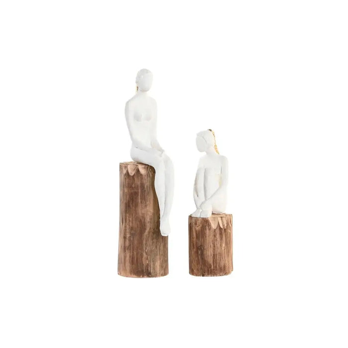 Decorative Figure DKD Home Decor Lady Brown White (2 Units) - Декорация и Осветление<<<Дом Градина<<<BigBuy&&&Други