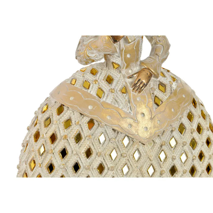 Decorative Figure DKD Home Decor Mirror Beige Golden Resin Lady Traditional (18 x 13 x 23 cm) (3 Units) - Декорация и