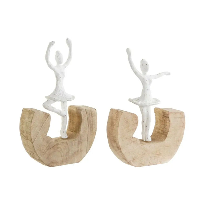 Decorative Figure DKD Home Decor White Brown Ballet Dancer 17 x 6 x 24 cm (2 Units) - Декорация и Осветление<<<Дом