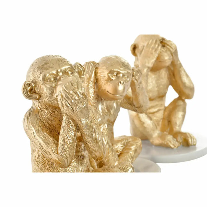 Decorative Figure DKD Home Decor White Golden Tropical Monkeys 10,5 x 10,5 x 18,5 cm (3 Pieces) - Декорация и