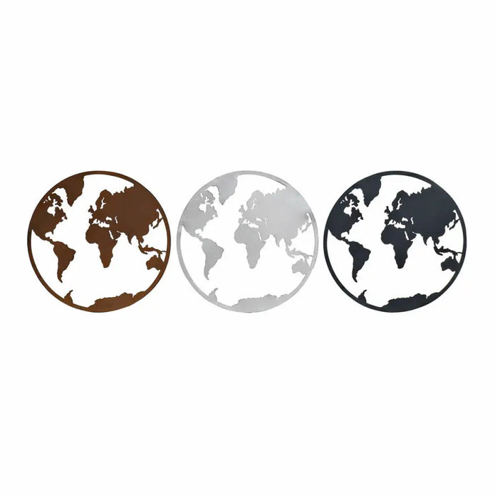 Decorative Figure DKD Home Decor World Map Black Copper White 40 x 1 x 40 cm (3 Pieces) - Декорация и Осветление<<<Дом