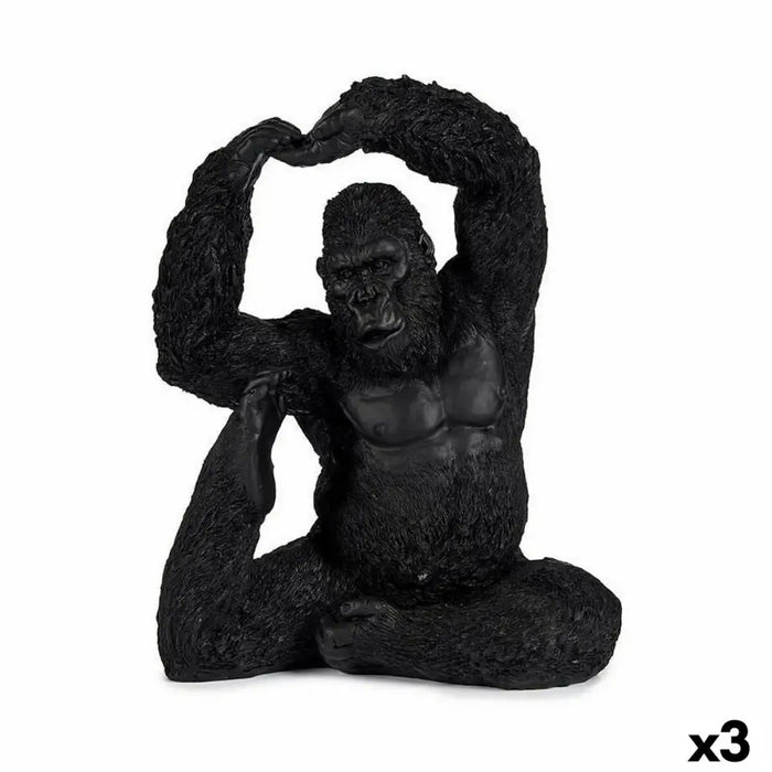 Decorative Figure Gift Decor Black Gorilla Yoga 15,2 x 31,5 x 26,5 cm (3 Units) - Декорация и Осветление<<<Дом