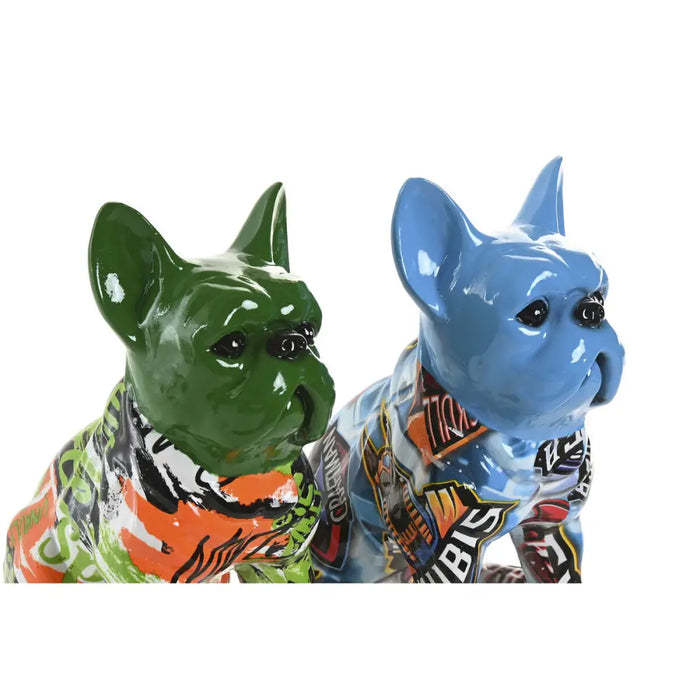 Decorative Figure Home ESPRIT Blue Green Multicolour Dog 9,5 X 13 X 16 CM (2 Units) - Декорация и Осветление<<<Дом
