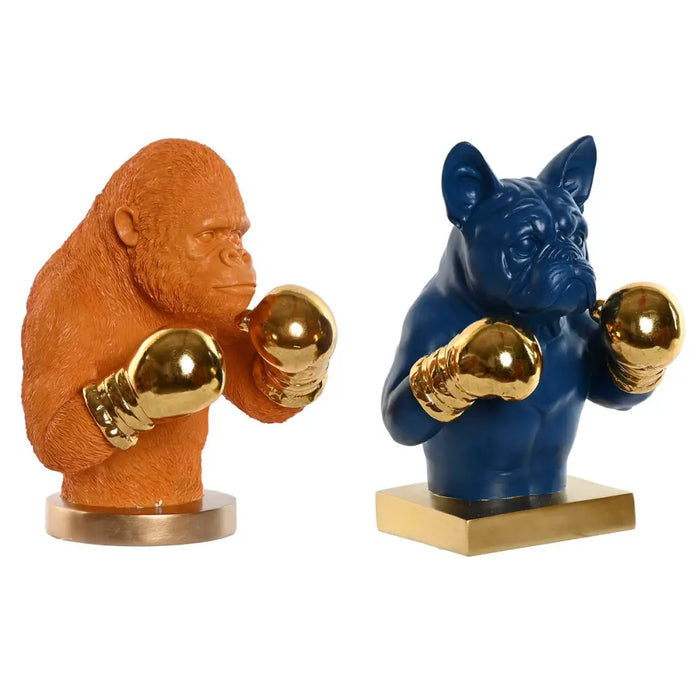 Decorative Figure Home ESPRIT Blue Orange Golden 28 X 26 X 35,5 cm (2 Units) - Декорация и Осветление<<<Дом