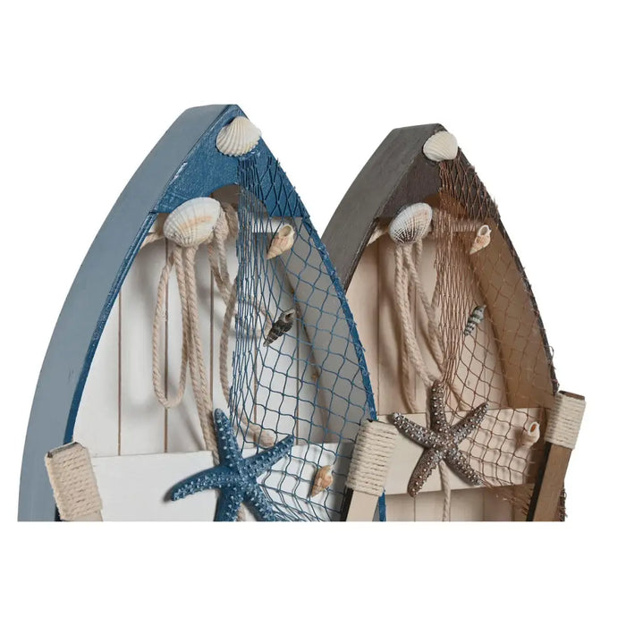 Decorative Figure Home ESPRIT Blue White Brown 20 x 7 x 40 cm (2 Units) - Декорация и Осветление<<<Дом