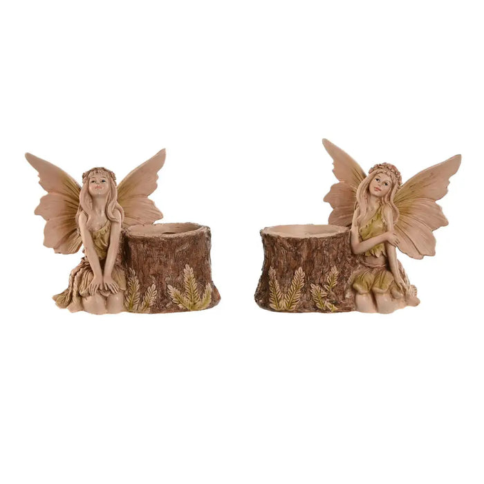 Decorative Figure Home ESPRIT Brown Fairy 18 x 10 x 15 cm (2 Units) - Декорация и Осветление<<<Дом