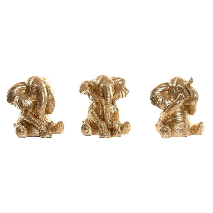 Decorative Figure Home ESPRIT Golden Elephant 13 x 12 x 14 cm (3 Units) - Други артикули за декорация<<<Декорация и