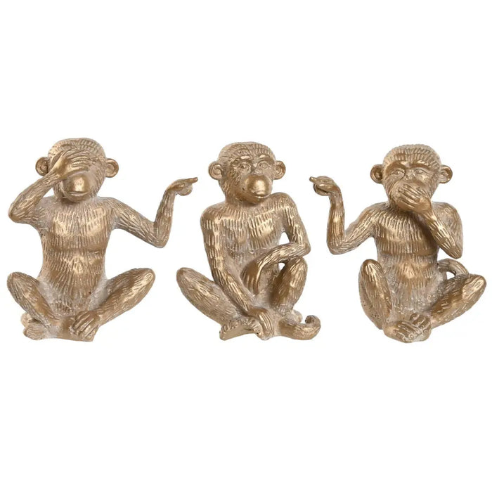 Decorative Figure Home ESPRIT Golden Monkey Tropical 14 x 10 x 14 cm (3 Units) - Декорация и Осветление<<<Дом