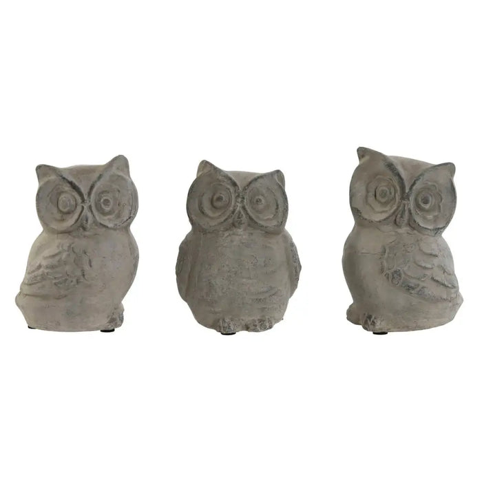 Decorative Figure Home ESPRIT Grey Owl Aged finish 10 x 9 x 14 cm (3 Units) - Декорация и Осветление<<<Дом