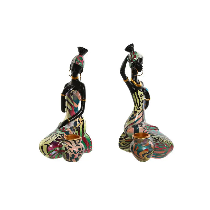 Decorative Figure Home ESPRIT Multicolour African Woman 9 x 7 x 16,5 cm (2 Units) - Декорация и Осветление<<<Дом