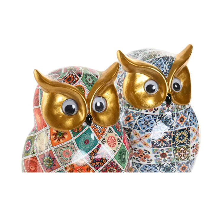 Decorative Figure Home ESPRIT Multicolour Golden Owl Mediterranean (2 Units) - Декорация и Осветление<<<Дом