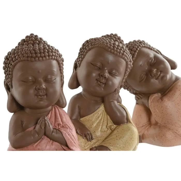 Decorative Figure Home ESPRIT Orange Coral Lime Resin Buddha Oriental 8 x 8 x 12,5 cm (3 Units) - Декорация и
