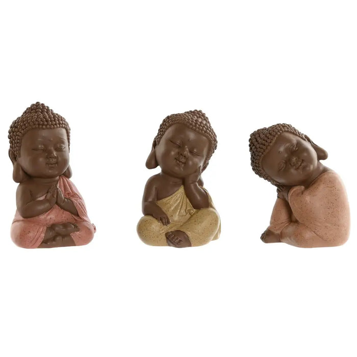 Decorative Figure Home ESPRIT Orange Coral Lime Resin Buddha Oriental 8 x 8 x 12,5 cm (3 Units) - Декорация и